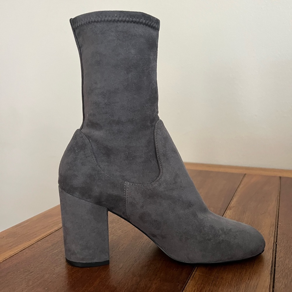 Halogen - Grey Suede Sock Booties - Size 8